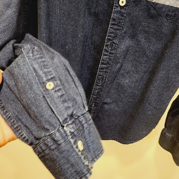 PREMIUM Indigo American Eagle Outfitters Denim Cotton Button Down Shirt size S - Picture 7 of 10